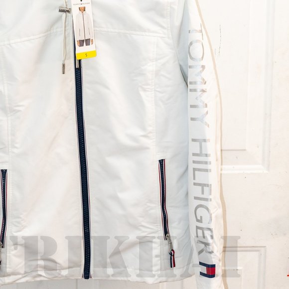 NWT Women's Softshell Hooded Lined Jacket White Tommy Hilfiger - Picture 8 of 11